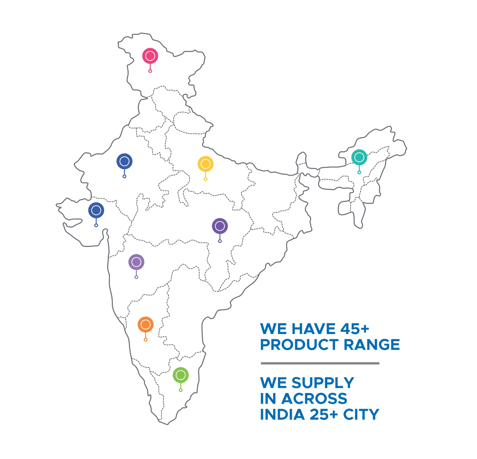 Map of India highlighting Anmol Agrico's pan-India dealer network
